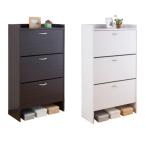 玄関 収納 シューズラック シューズ ラック 靴 省スペースシューズラック3段 ホワイト FM-1003WH