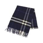 ショッピングBURBERRY バーバリー マフラー カシミヤ ネイビー チェック レディース BURBERRY 中古