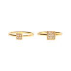 美品 メレダイヤモンドジュエリーブランド リング 指輪 DAILY Square Gold Set Ring レディース Miku x MELE MELE 中古