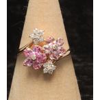美品 リング 指輪 K18 ピンクサファイア 1.15ct ダイヤ 0.25ct フラワーモチーフ レディース SIZE 13号 中古