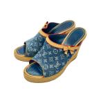  Louis * Vuitton Wedge сандалии эспадрильи Denim монограмма женский SIZE 37 (23.5cm) LOUIS VUITTON б/у 