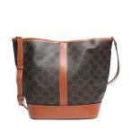 セリーヌ レザーショルダーバッグ ゴールド金具 ミディアム バケット トリオンフキャンバス & カーフスキン Tan 191132CAS レディース CELINE 中古