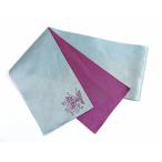 半巾帯 半幅帯 長尺 ロング ワンポイント蝶薔薇刺繍 薄水色紫 日本製 浴衣 卒業式 袴
