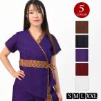 ショッピングアジアンテイスト ユニフォーム エスニック調作務衣 エステティシャン エステ リラク サロン レストラン リゾート ホテル アジアンテイスト トップス 上着 半袖 T76306[M便 2/3]