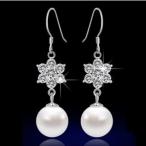 Yahoo! Yahoo!ショッピング(ヤフー ショッピング)雪の花　フラワー　花　キュービックジルコニア　 貝パール　フックピアス