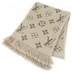 極美品 LOUIS VUITTON ルイヴィトン エシャルプロゴマニア 防寒 M72242 マフラー ウール/シルク グレー レディース【中古】