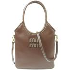 ショッピングMIUMIU 未使用品 MIUMIU ミュウミュウ アイビー ミニ 2WAY ショルダーバッグ 定価25.3万 ハンドバッグ レザー ブラウン レディース【中古】