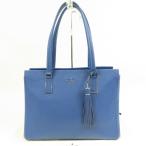 中極美品 Kate Spade ケイトスペード タッセル トートバッグ ビジネス ショルダーバッグ レザー ブルー レディース【中古】