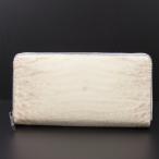 未使用品 no brand ノーブランド ヒマラヤ ワニ革 ロングウォレット  ラウンドファスナー長財布 クロコダイル アイボリー レディース【中古】
