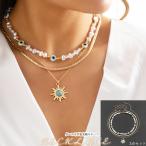 Yahoo! Yahoo!ショッピング(ヤフー ショッピング)ターコイズ ネックレス 3点セット チェーンネックレス アクセサリー フェイクパール 太陽モチーフ