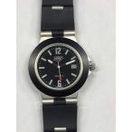 メンズ腕時計 アナログブラックフェイス PVCブラックベルト W0003
