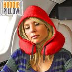 トラベル フーディ スウェット生地フード付ネックピロー レッド 旅行 首枕