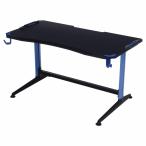 ゲーミングデスク XeNO(ゼノ) ワイド 幅138cm ブルー ケーブル収納 スチール ハード 38134 不二貿易