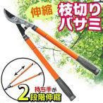 枝切り鋏 剪定ばさみ ガーデニング 2段階の伸縮式 高枝切りハサミ 最大84.5cm 握りやすいラバーグリップ 刃先カバー付 盆栽 園芸 庭木 刈込み ◇ 枝切りバサミC
