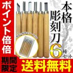 送料無料/メール便 本格 彫刻刀 6本セット 専用ケース入 小丸刀/丸刀/平刀/切出刀/三角刀/平丸刀 木製ハンドル 彫刻 文房具 教材 木工 工具 S◇ 彫刻刀セット