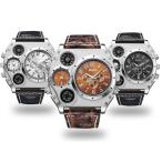 4フェイス腕時計 ファッション男性 メンズウォッチ メンズ ウォッチ 腕時計 アナログ カジュアル ビッグフェイス仕様 デザイン 時計 Oulm