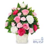 【お正月】花キューピット 花 新年 賀正 年賀 正月飾り 玄関 巳年 迎春 ピンクバラとカーネーションのアレンジメント