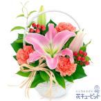 【誕生日フラワーギフト】花キューピット 女性 男性 彼氏彼女 夫妻 父母 ギフト プレゼント ユリのナチュラルなバスケットアレンジメント