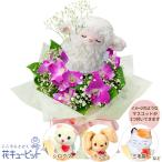 【お祝い】花キューピット 敬老の日 誕生日 記念日 結婚祝い 歓送迎 還暦 開店開業 卒業入学 生花 デンファレのマスコット付きブーケ