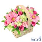 【結婚祝い】花キューピット 夫婦 祖父祖母 友人 門出 花 ギフト プレゼント ブライダル ピンクウッドバスケットアレンジ