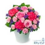 【出産祝い】花キューピット 記念日 ママ 赤ちゃん 誕生日 花 ギフト お祝い プレゼントピンクバラの華やかなアレンジメント