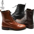 ブーツ レディース 厚底 ブラック 黒 あしながおじさん レースアップブーツ 本革 レザー 編み上げブーツ レディース 2410097