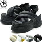 ショッピング厚底 サンダル ヨースケ YOSUKE 厚底サンダル スポーツサンダル ストラップサンダル レディース 全4色 22.5-25 黒 白 シルバー 2605008