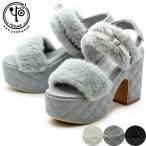 ショッピング厚底 サンダル ヨースケ YOSUKE 厚底サンダル ファーサンダル チャンキーヒール レディース 全3色 S-LL 黒 白 4450067