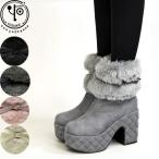 ショッピングブーティ ブーツ レディース 厚底 黒 白 ヨースケ YOSUKE 厚底ブーツ ショートブーツ ガーリー ブーティー ボア 4450080
