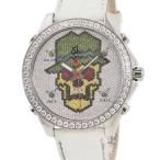 【3年保証】 ジェイコブ 5タイムゾーン JC-SKULL 4DC 全面純正ダイヤ スカル 47mm GMT クオーツ メンズ 腕時計