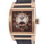 【3年保証】 ドゥグリソゴノ ウノ XL UNO DF XL N01 K18PG無垢 角型 茶 アラビア 2012年 デュアルタイム GMT 自動巻き メンズ 腕時計