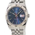 【3年保証】 ロレックス デイトジャスト36 ターノグラフ 116264 OH済 D番 K18WG×SS コンビ 青 赤針 自動巻き メンズ 腕時計