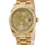 【3年保証】 ロレックス デイデイト36 118238A P番 K18YG無垢 純正ダイヤ シャンパン プレジデントブレス 自動巻き メンズ 腕時計