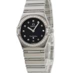 【3年保証】 オメガ コンステレーション マイチョイス 純正ダイヤ 黒 星 ピラミッドインデックス クオーツ レディース 腕時計