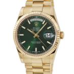 【3年保証】 ロレックス デイデイト36 118238 メーカーOH済み K18YG無垢 バー 緑 自動巻き メンズ 腕時計