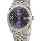 【3年保証】 ロレックス デイトジャスト36 126234 未使用 ランダム番 K18WG×SS 純正69ダイヤ オーベルジーヌ 紫 自動巻き メンズ 腕時計