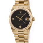 【3年保証】 ロレックス デイトジャスト 68278 W番 K18YG無垢 純正ダイヤ 黒 希少 自動巻き レディース ボーイズ 腕時計