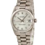 【3年保証】 ロレックス デイトジャスト 31 78279G OH済 P番 K18WG無垢 純正10Pダイヤ 自動巻き レディース 腕時計