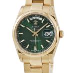 【3年保証】 ロレックス デイデイト 36 118208 K番 K18YG無垢 グリーン バー 自動巻き メンズ 腕時計