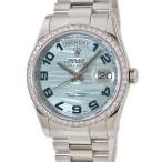 【3年保証】 ロレックス デイデイト 36 118346 K番 Pt950無垢 純正ダイヤ アイスブルーウェーブ アラビア 自動巻き メンズ 腕時計