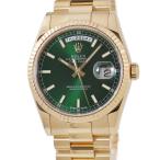 【3年保証】 ロレックス デイデイト36 118238 メーカーOH済み P番 K18YG無垢 緑 バー 自動巻き メンズ 腕時計