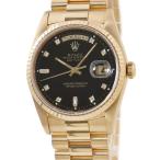 【3年保証】 ロレックス デイデイト 36 18238A OH済 L番 K18YG無垢 純正10Pダイヤ 黒 トリチウム 自動巻き メンズ 腕時計