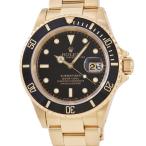 【3年保証】 ロレックス サブマリーナ デイト 16618 X番 K18YG無垢 黒 ベンツ針 トリチウム 自動巻き メンズ 腕時計