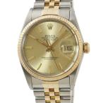 【3年保証】 ロレックス デイトジャスト 36 16013 OH済 88番台 K18YG×SS コンビ シャンパン バー トリチウム 自動巻き メンズ 腕時計
