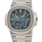 【3年保証】 パテックフィリップ ノーチラス プチコン ムーンフェイズ＆パワーリザーブ 5712/1A-001 黒 青 バー  自動巻き メンズ 腕時計