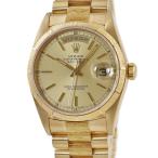 【3年保証】 ロレックス デイデイト36 バーク仕上げ 18078 OH済 89番台 K18YG無垢 シャンパン バー トリチウム 自動巻き メンズ 腕時計