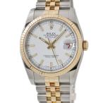 【3年保証】 ロレックス デイトジャスト 36 116233 ランダム番 K18YG×SS コンビ 白 バー 赤文字デイト 5連 自動巻き メンズ 腕時計