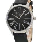 【3年保証】 オメガ デ ヴィル トレゾア 428.17.39.60.01.001 純正ダイヤ 黒 ローマン 薄型 クオーツ メンズ レディース 腕時計