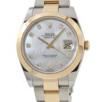 【3年保証】 ロレックス デイトジャスト41 126303NG ランダム番 K18YG×SS 純正10Pダイヤ シェル プレーンベゼル 自動巻き メンズ 腕時計