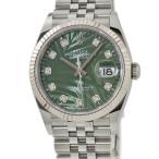 【3年保証】 ロレックス デイトジャスト36 126234G ランダム番 K18WG×SS 純正ダイヤ オリーブグリーンパーム 5連 自動巻き メンズ 腕時計